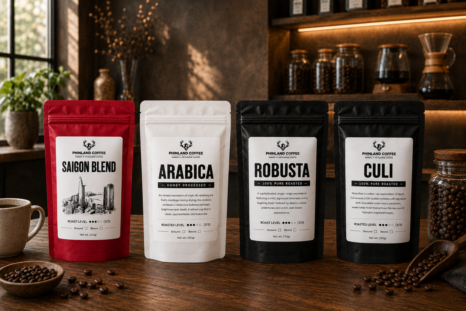 Vietnam Tasting Box – neljä vietnamilaista kahvia, yhteensä 1 kg